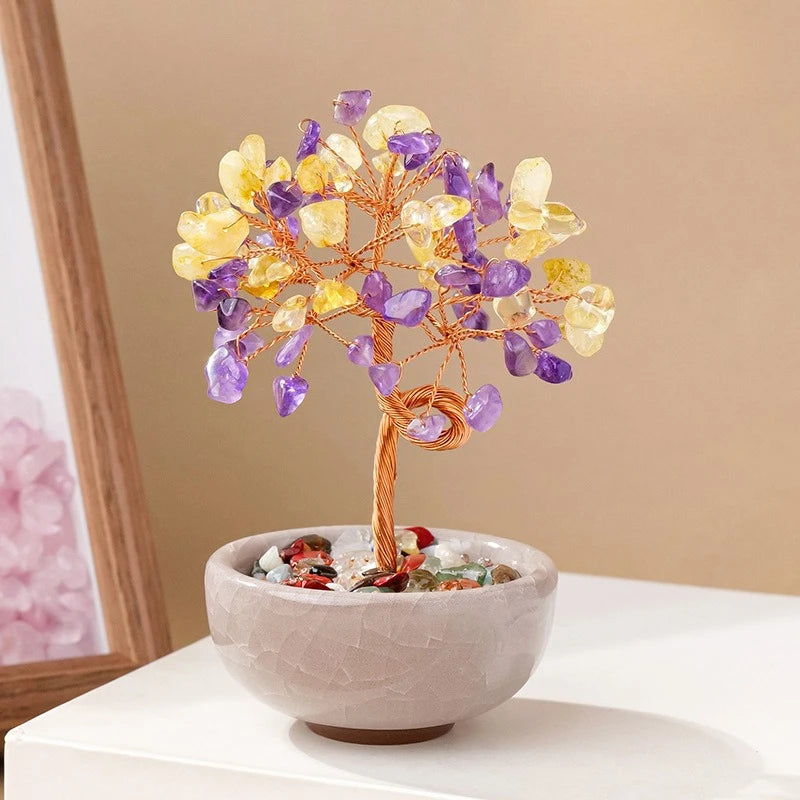 Treasure Basin Crystal Wealth Tree Tea Cup Base Crystal Tree Creative Crystal Decoration Home Decoration Accessories Oasis Select C