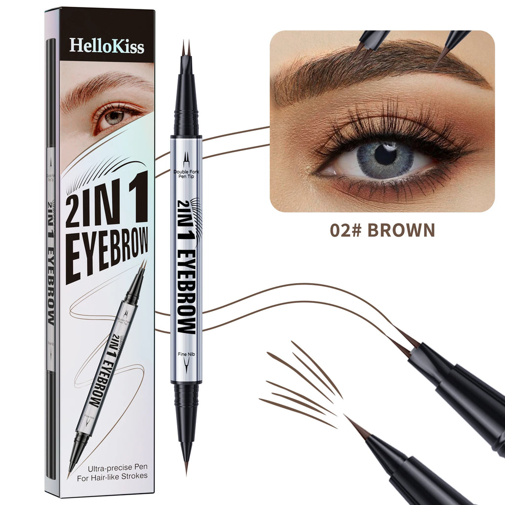 Hello Kiss 2-in-1 Waterproof Eyebrow Pencil – Double-Ended Brow