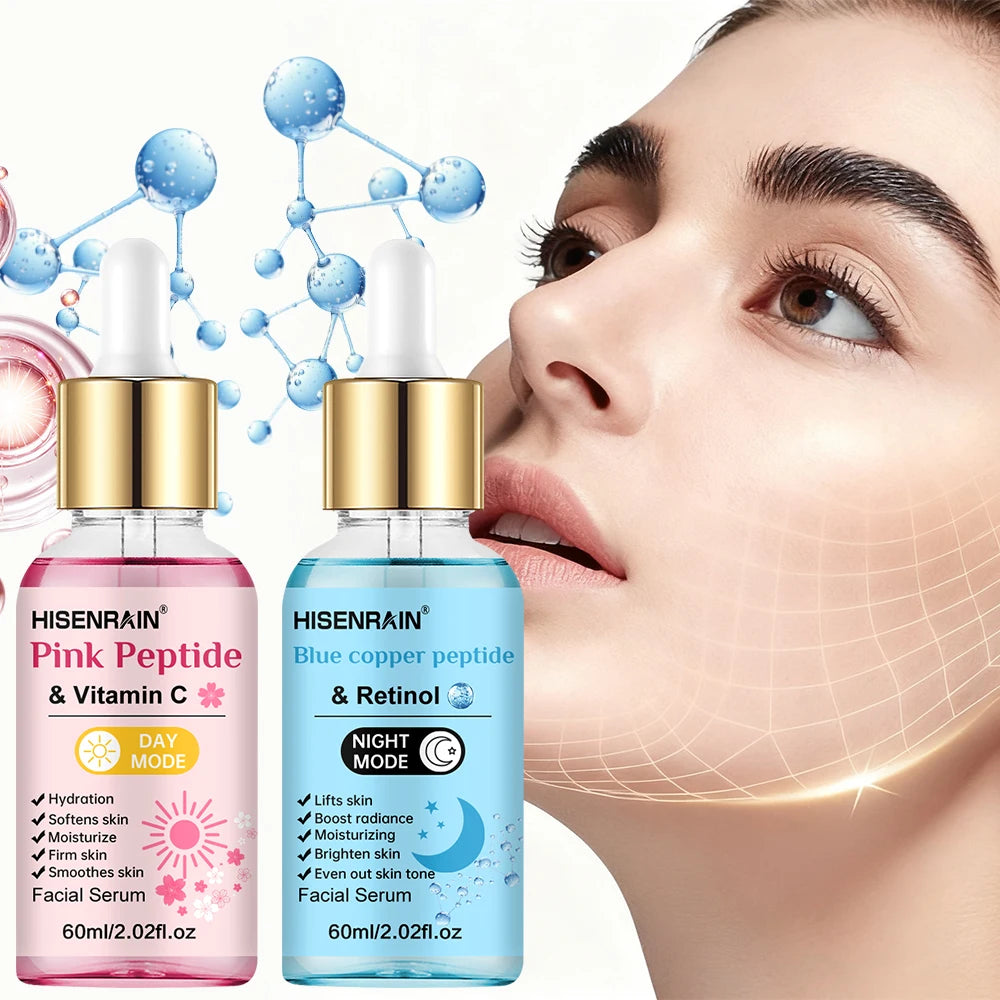 HISENRAIN Premium Pink & Blue Copper Peptide Serum - Anti-Aging, Skin Repair & Hydrating Facial Essence for Youthful Glow. Oasis Select