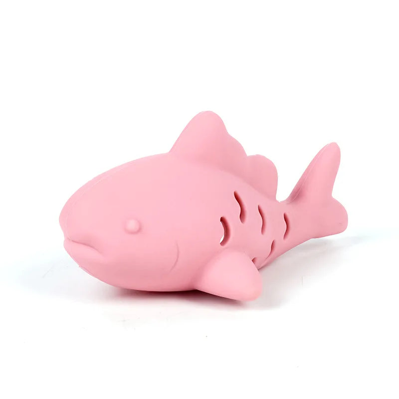 Fish-Shaped Cat Chew Toy - Dental Treat Dispenser Puzzle, Safe Silicone, No Battery, Interactive Pet Snack Game Oasis Select Pink
