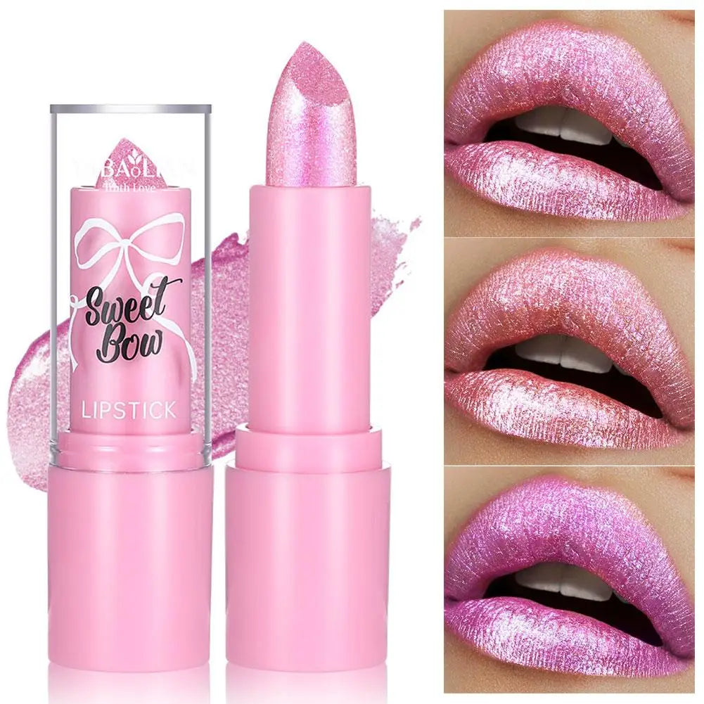 Metallic Pink Glitter Lipstick – Shimmer Lip Gloss Long Lasting Shimmer Lip Gloss Oasis Select