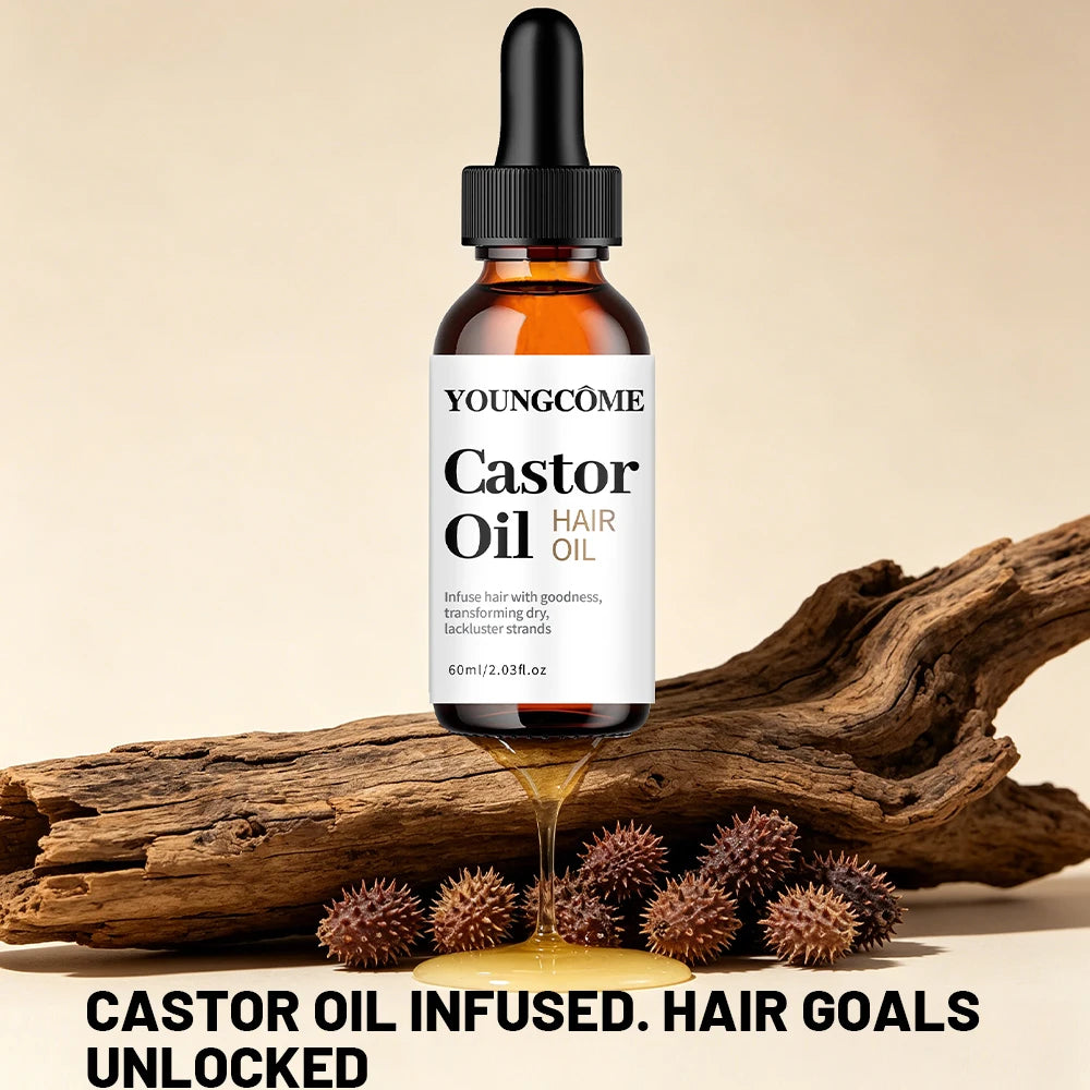 YOUNGCOME Castor Hair Oil Moisturizing Serum For Dry Damaged Hair Frizz Control Split Ends Care Shine Boosting Treatment Oasis Select