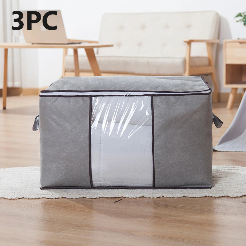 Quilt storage bag, clothing sorting bag, moving and organizing household bedding storage box, supplies Oasis Select 3PC Grey 1pcs