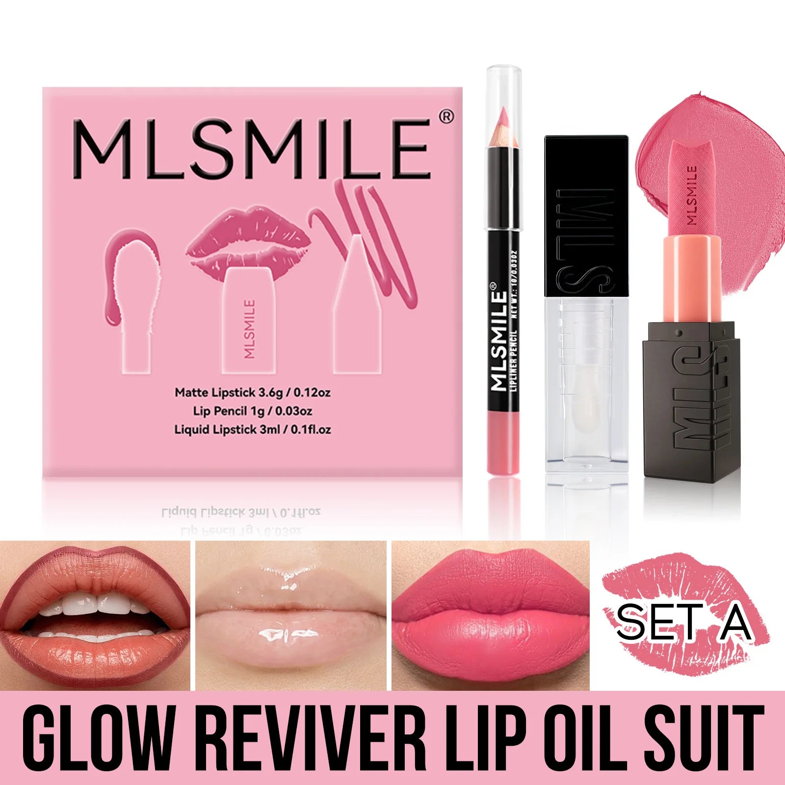 MLSMILE Matte Lipstick Set – Velvet Lip Glaze & Liner Kit Lip Makeup Kit Oasis Select A Full Size