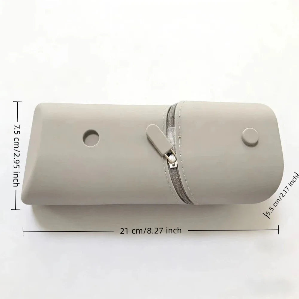 Large- Capacity Silicone Pencil Case Soft Macaron Portable Expandable Stationery Storage Bag Solid Color Multifunctional Oasis Select