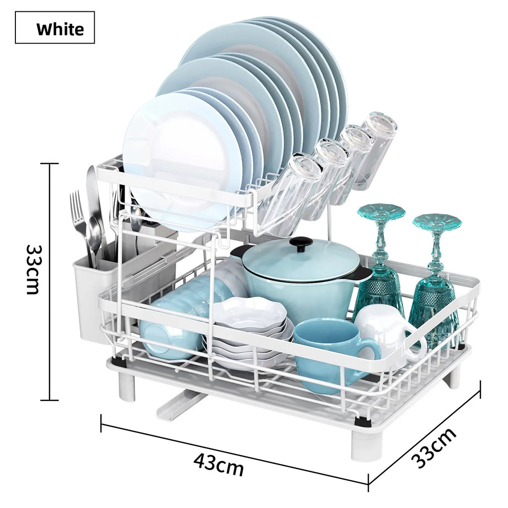 Kitchen Shelf Dishes and Dishes Storage Rack Drain Rack Household Multifunctional Dish Rack Dish and Chopsticks Storage Box Oasis Select White