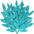 1pcs Glitter Bay Leaf Stems Artificial Christmas Spray Picks Fake Floral Leaf Branches Wired Stem Decor For Christmas Tree Oasis Select Sky blue