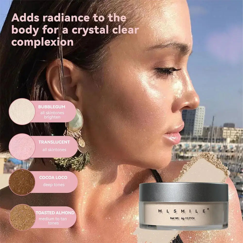 Glitter Loose Setting Powder – Oil Control Shimmer Face Makeup Loose Setting Powder Oasis Select