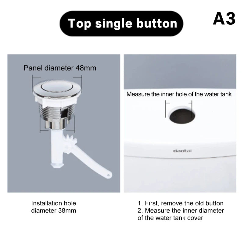 1Pc Plastic Push Button Toilet Flush Kit Front/Side/Top Mount Trip Lever Handle Side Button Switch For Toilet Seat Water Tank Oasis Select Top