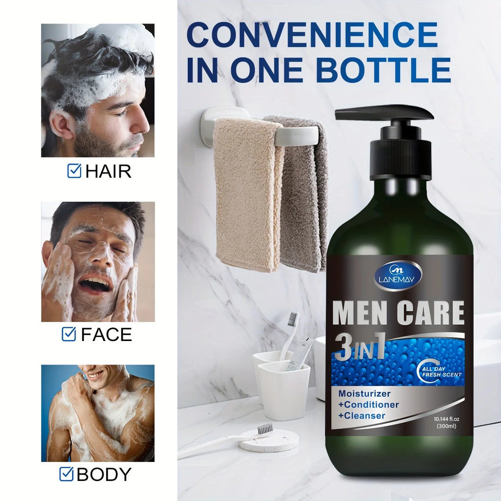 Men's 3-in-1 Body, Hair & Face Wash | Plant-Based Cleanser 3-in-1 Shower Gel Oasis Select