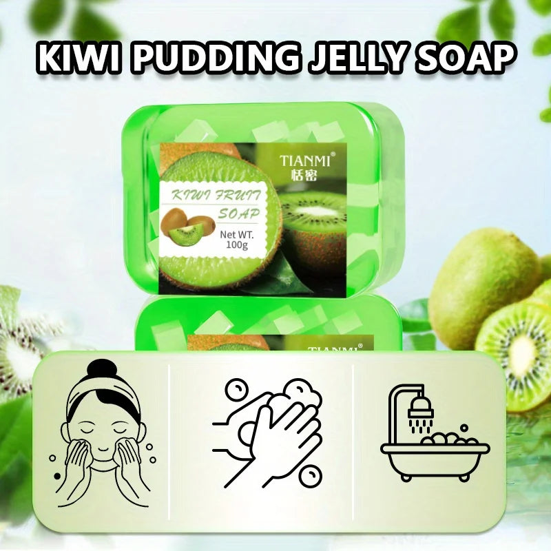 Kiwi Jelly Soap deeply cleanses and removes makeup, bathes the whole body, moisturizes and nourishes, is gentle and not tight, Oasis Select