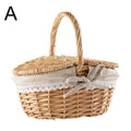 Handmade Wicker Basket With Handle Picnic Food Basket With Lid Hand-Woven Multi-Purpose Wicker Tray Desktop Decor Storage Box Oasis Select A