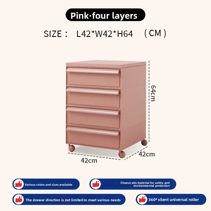 Removable panda cabinet medieval bedside table ins plastic multi-layer storage cabinet bedroom simple locker Oasis Select Pink 4 layers