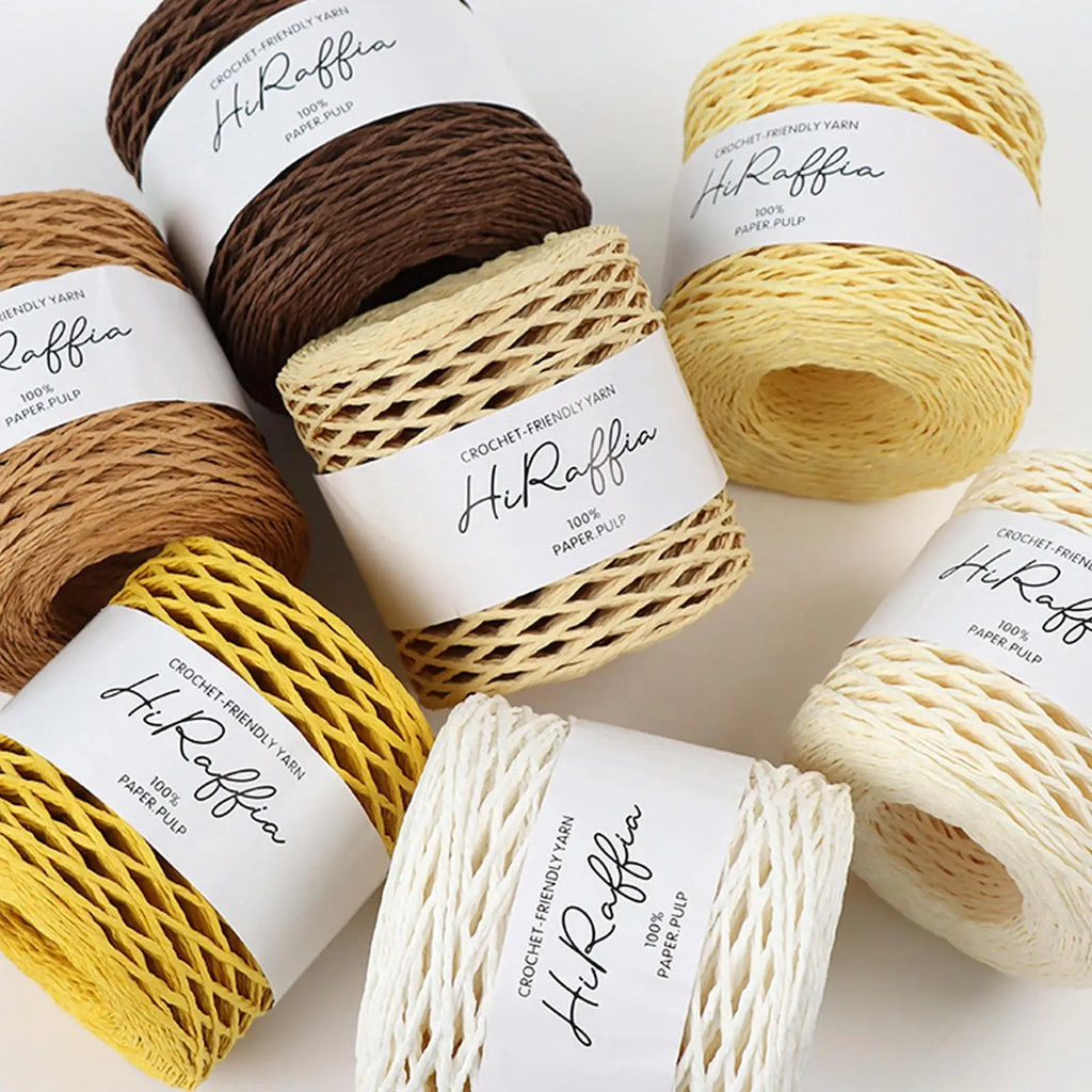150m Natural Raffia Straw Yarn For Knitting Crocheting Paper Threads DIY Handmade Summer Sunhat Beach Bag Oasis Select