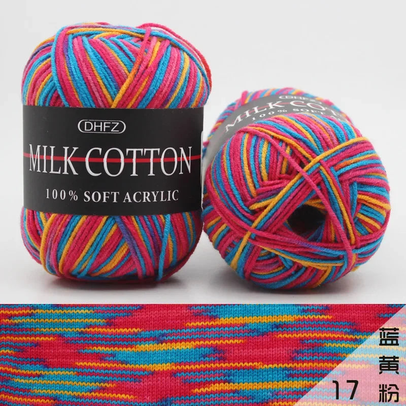 DIY Three Strands Graded Section Dyed Wool Medium Fine Cotton Thread