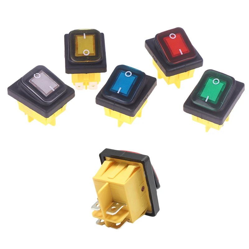 Durable Waterproof DPST Toggle Switch with LED, 4-Pin IP65, 12V/220V 30A for Heavy Duty Auto and Marine Usage. Oasis Select