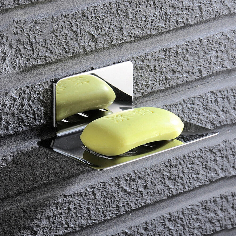 Soap Holder Dish Wall Mount Adhesive Tray Storage Dish Bathroom Shower Plate Box Stainless Steel Rack Oasis Select