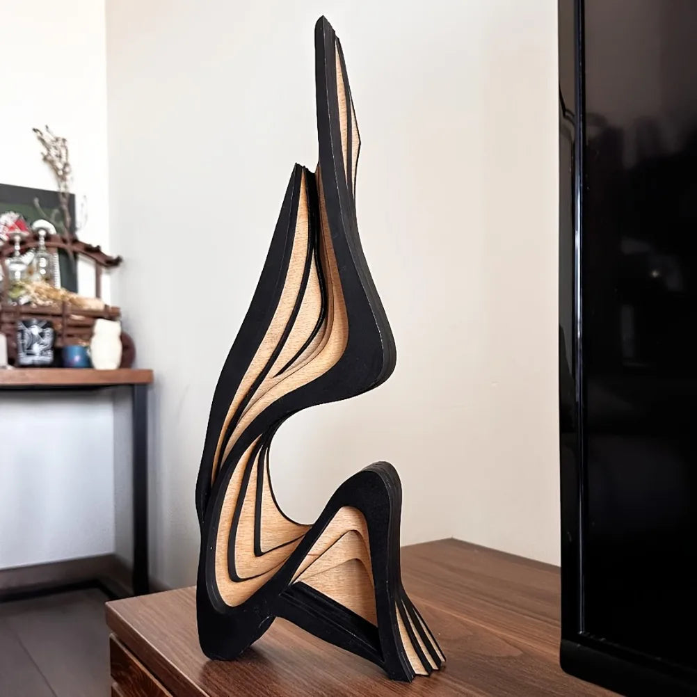 Artistic Abstract Wooden Streamlined Statue Minimalist Bookshelf Home Room Decoration Desktop Ornaments Home Gifts Oasis Select