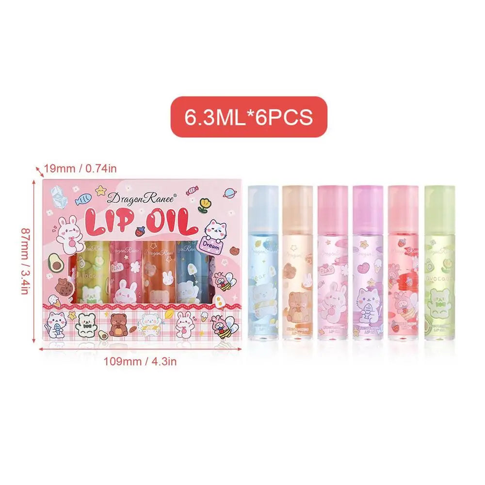 Lip Gloss Oil Flower Lip Oils Moisturizing Jelly Crystal 6pcs Non-Stick Long Lasting Lip Kit Liquid For Children Ladies Girls Oasis Select 6pcs United States