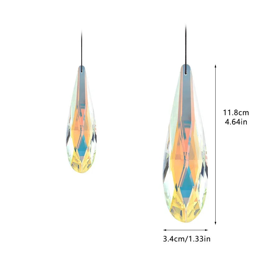 120mm Rainbow Crystal Suncatcher Hanging Prisms for Window Faceted Glass Teardrop Sunlight Chaser Catcher Pendant Garden Decor Oasis Select