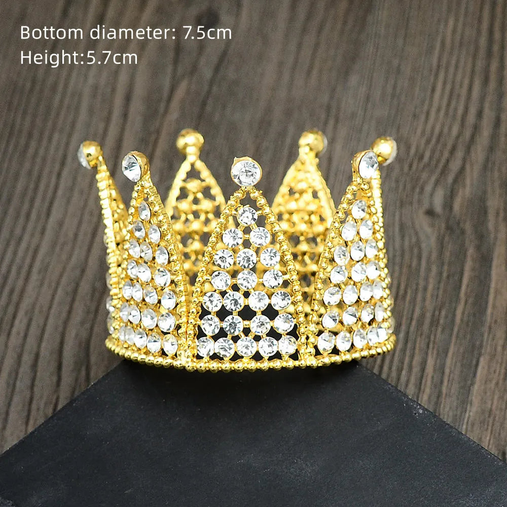 Rhinestone Crown Baking Cake Topper Headwear Decoration Children's Hair Accessories Princess Wedding Birthday Party Supplies New Oasis Select Gold Triangle CHINA