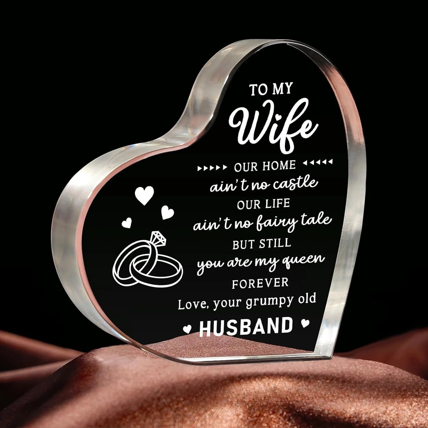 Heart-shaped Transparent Acrylic Decoration Birthday Gift Family Souvenir Father's Day Mother's Day Gift for Valentine's Day Oasis Select wife 186
