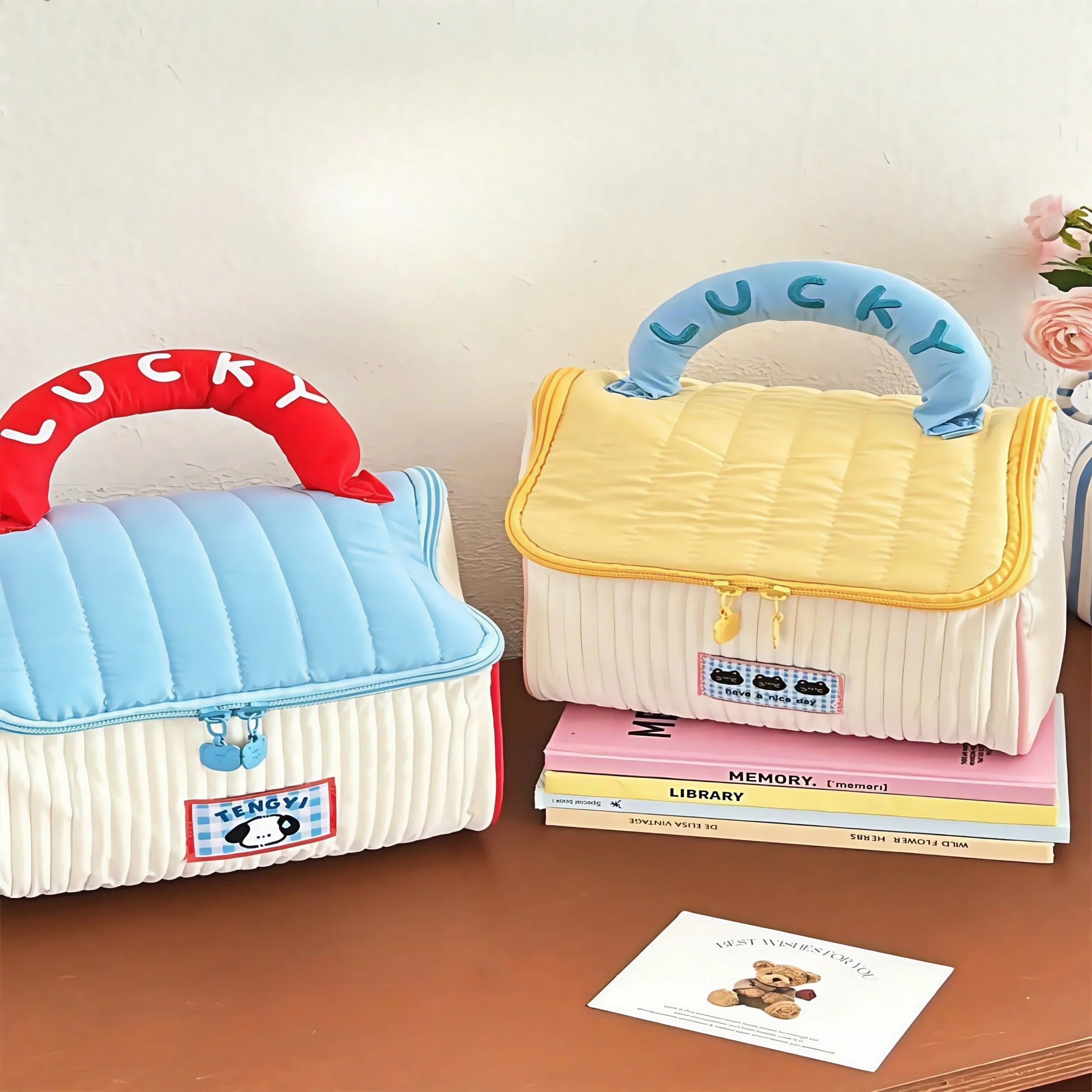 Cartoon pattern cute hut handbag girls large capacity cosmetic organizer portable handheld travel toiletry bag Oasis Select