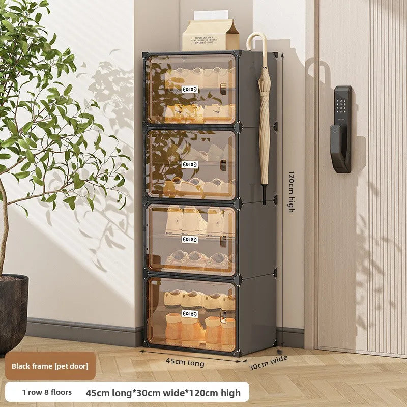 Multi-functional Simple Shoe Rack Plastic Household Indoor Door, Dustproof Storage At The Entrance, Transparent Shoe Cabinet Oasis Select 1-8A