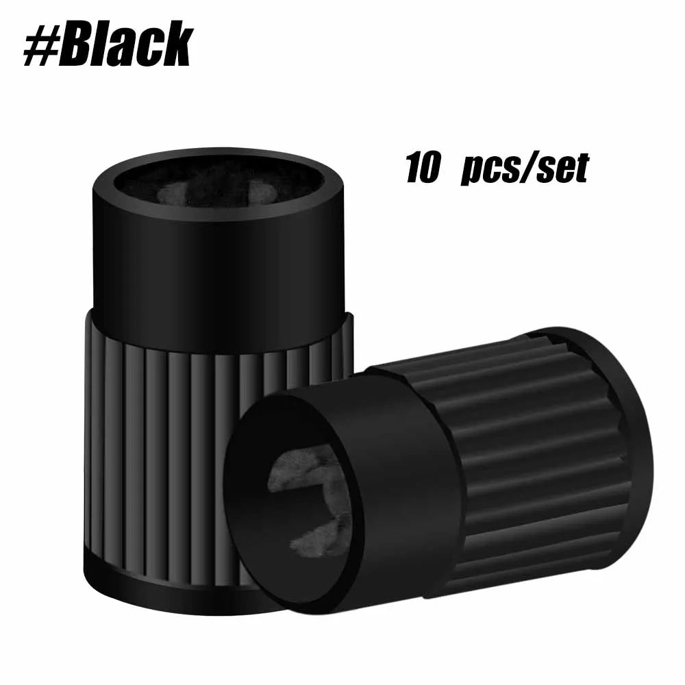 10pcs Tyre Valve Caps, Plastic Car Tire Stem Dust Covers Universal Valve Caps for Cars Trucks Motorcycles SUVs and Bikes Oasis Select black