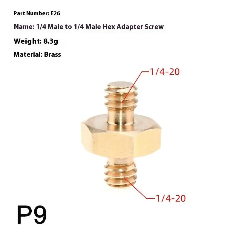 1/4" to 3/8" Male Tripod Screw Mount Adapter | Metal Camera