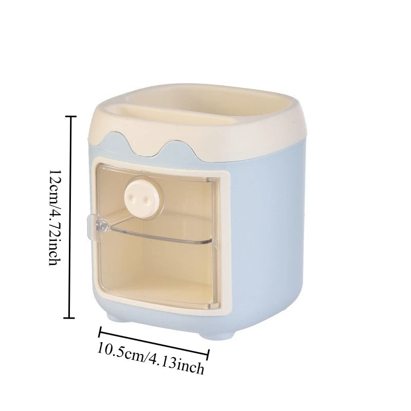 1pcs Creative Cartoon Multi Grid Pen Holder Student's Favorite Multifunctional Storage Box with Grid Desktop Stationery Box Oasis Select blue