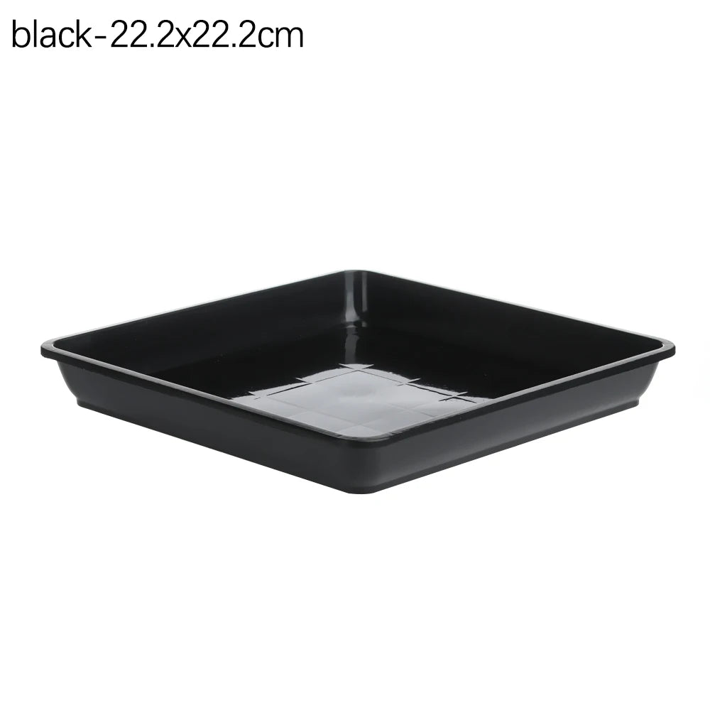 1PC Plastic Heavy Duty Drip Trays Durable Square Plant Saucer Base Flower Pot Indoor Outdoor Garden Supplies Oasis Select black-22.2x22.2cm