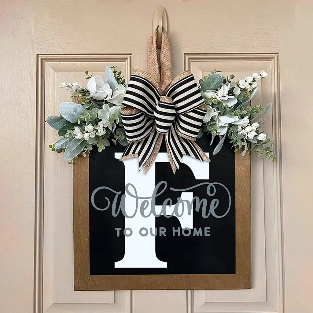 26-letter Personalized Front Door Decoration Door Hangings Layout Props Wooden Crafts Pendants Oasis Select F Round(30X30CM)