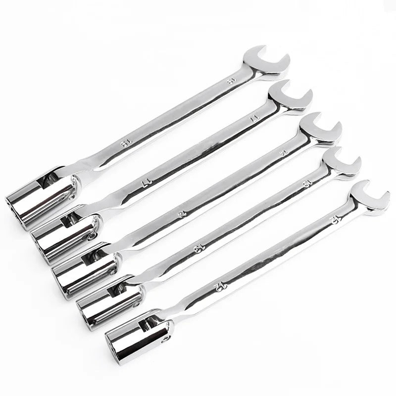 Double End Swivel-Socket Wrench Tool Activity Sockets Set Tools,Metric Swivel Head Flexible Socket Wrench Spanner CRV Steel Tool Oasis Select