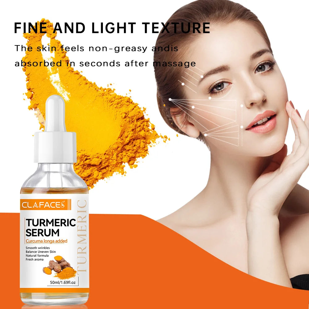 Moisturizing Face Serum Turmeric Essential Oil Lift Brighten Firming Skin Smooth Anti-aging Lighten Spots Face Care Essence Oasis Select