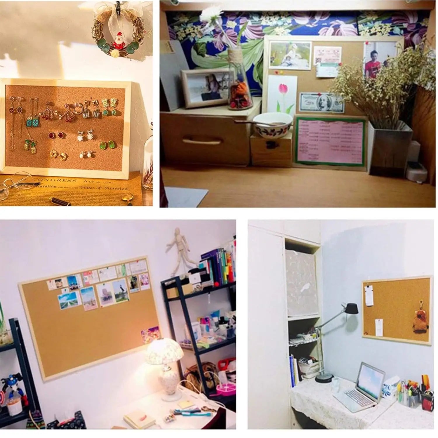 Retro frame cork board announcement message board photo display board, 12x16 inch, office bedroom school memo menu display Oasis Select