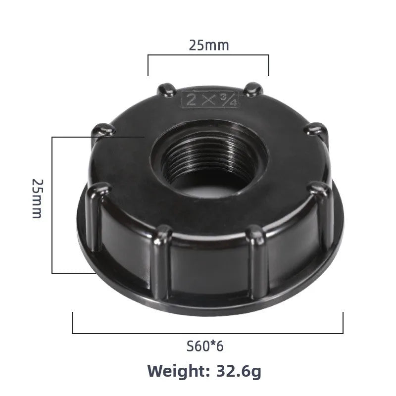 1Pc Durable IBC Tank Adapter - S60x6 Coarse Threaded Cap (60mm Female Thread) to 1/2", 3/4", 1" Connector Oasis Select B