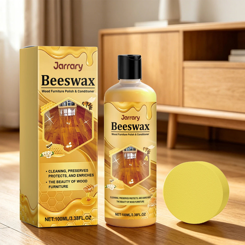 Beeswax Wood Polishing Agent with Sponge Wooden Furniture Polishing Restore Shine Protect Wooden Surfaces Beeswax Wood Care Wax Oasis Select