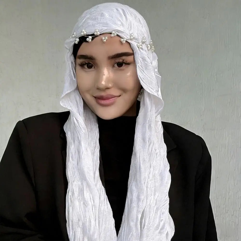 High Qulaity Solid Color Silk Scarf Shining Ruffled Edge Sunscreen shawl Soft Long Chiffon Hijab Veil Outdoor Oasis Select