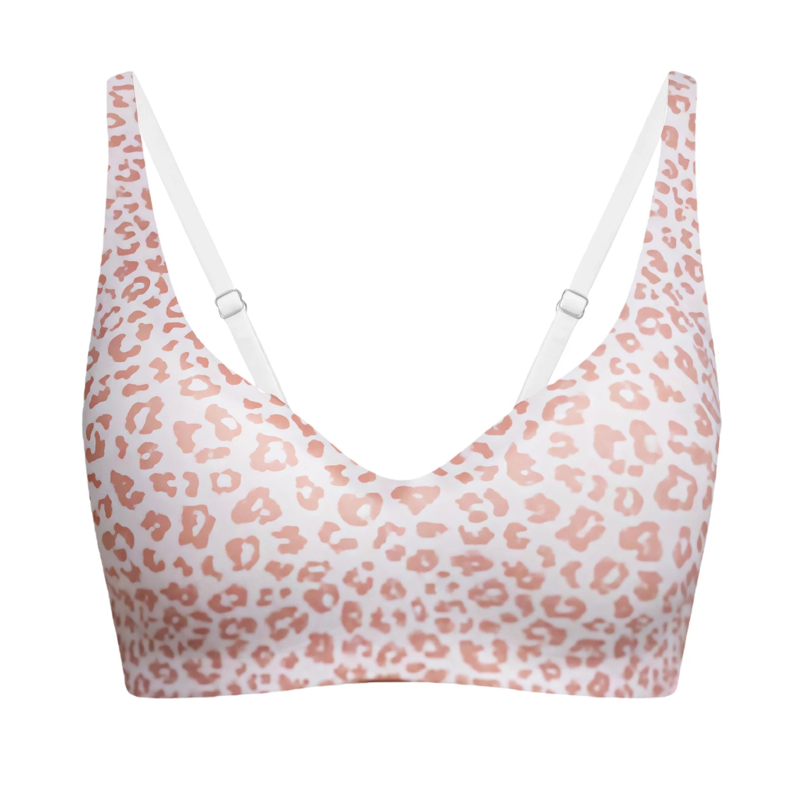 Women Seamless Bra One-Piece Underwear Wire-Free Gather Anti-Sagging Bralette Invisible Underwear Soft and Comfortable Underwear Oasis Select Pink Leopard Print S