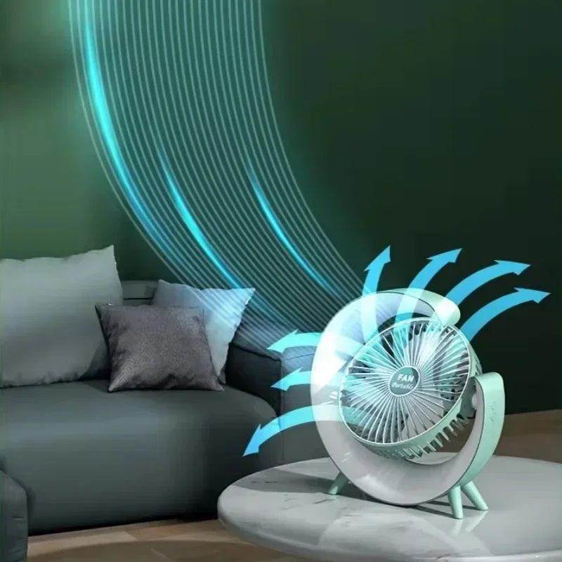 Changing LED Portable Fan USB Rechargeable Mini Desk Fan with Flowing Lights for Home Office Bedroom Travel 3 Speed Quiet Oasis Select