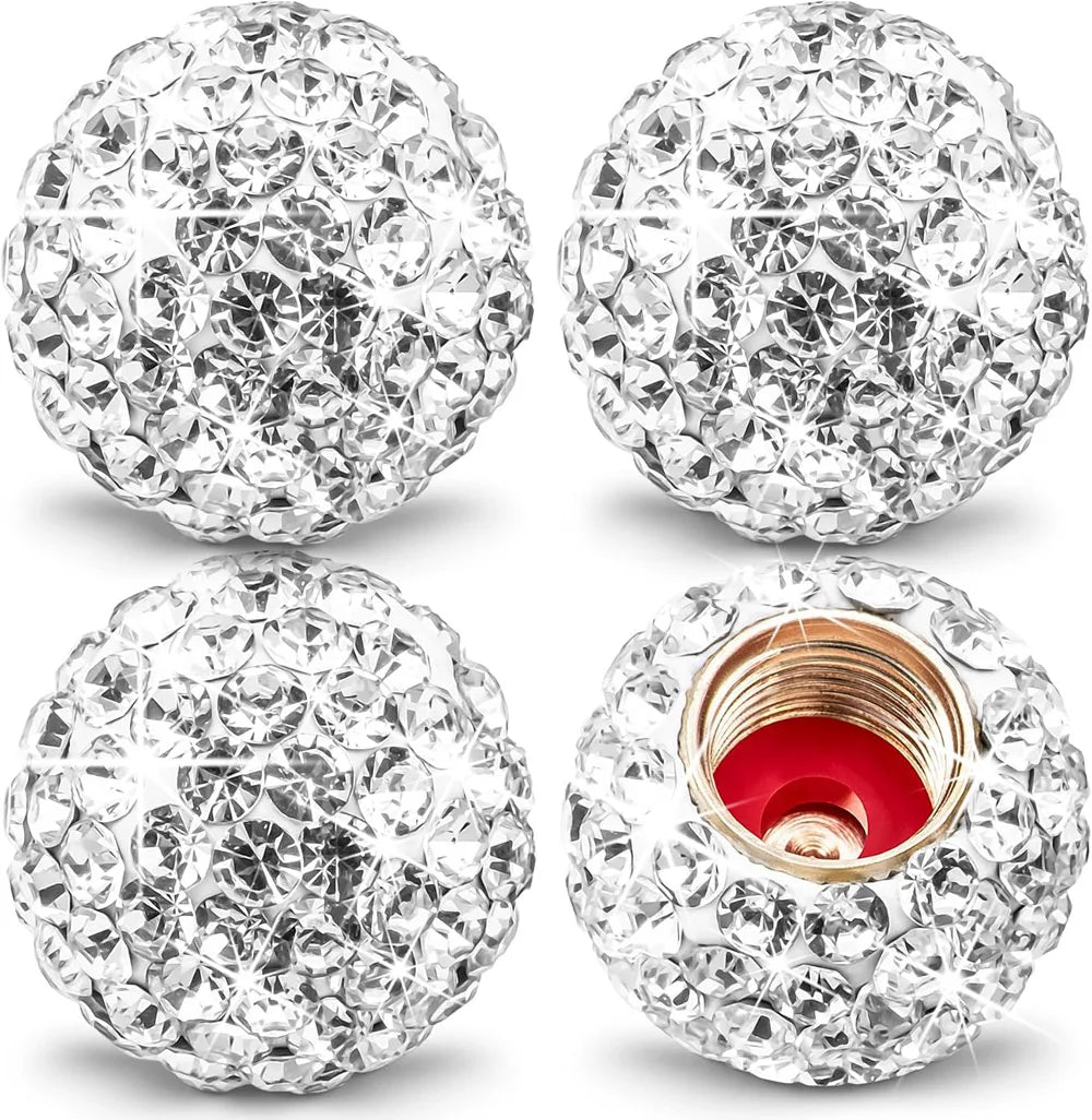 4Pcs Crystal Diamond Tire Stem Valve Caps for Cars, SUV, Trucks, Bikes, Motorcycles, Bicycles Oasis Select White-4Pcs