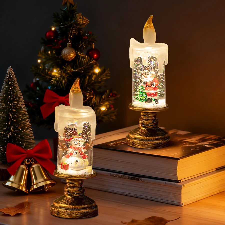 Christmas LED Snowman Crystal Candle Lamp | Flameless Decor LED Candle Lamp Oasis Select