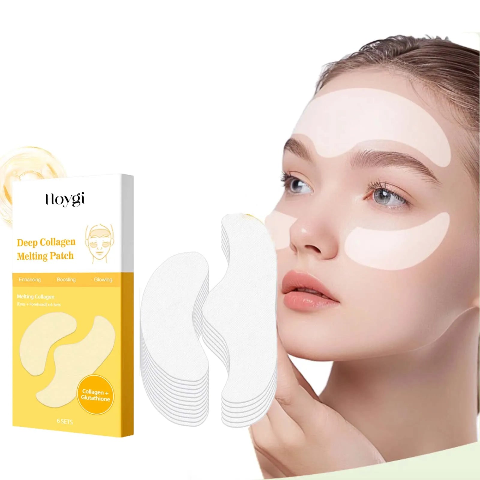 Collagen Protein Water Soluble Patches for Forehead Eye Area Absorbable Elasticity Firming Moisturizing Essence Patch Face Care Oasis Select