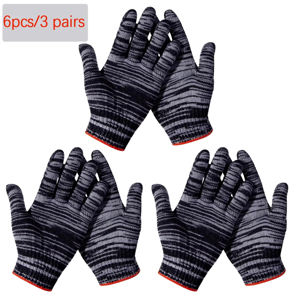 3/6/12 Pairs of High-Quality Nylon Work Gloves, Wear-Resistant for Carpentry, Gardening, Outdoor Camping Hiking Fishing Non-Slip Oasis Select 3 pairs M