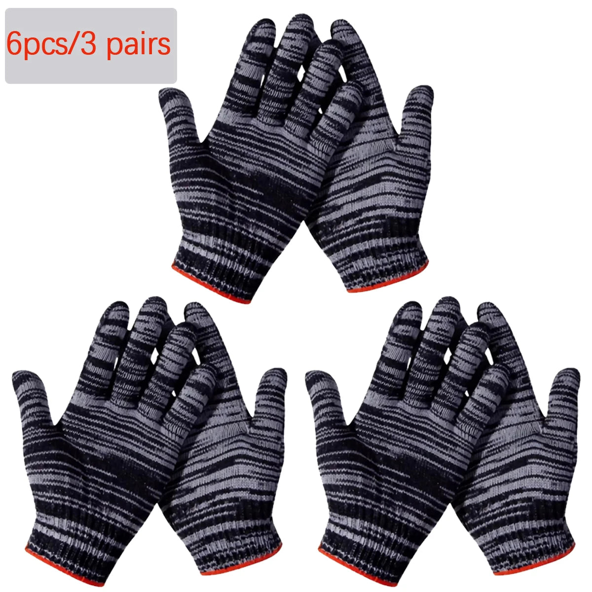 3/6/12 Pairs of High-Quality Nylon Work Gloves, Wear-Resistant for Carpentry, Gardening, Outdoor Camping Hiking Fishing Non-Slip Oasis Select 3 pairs M