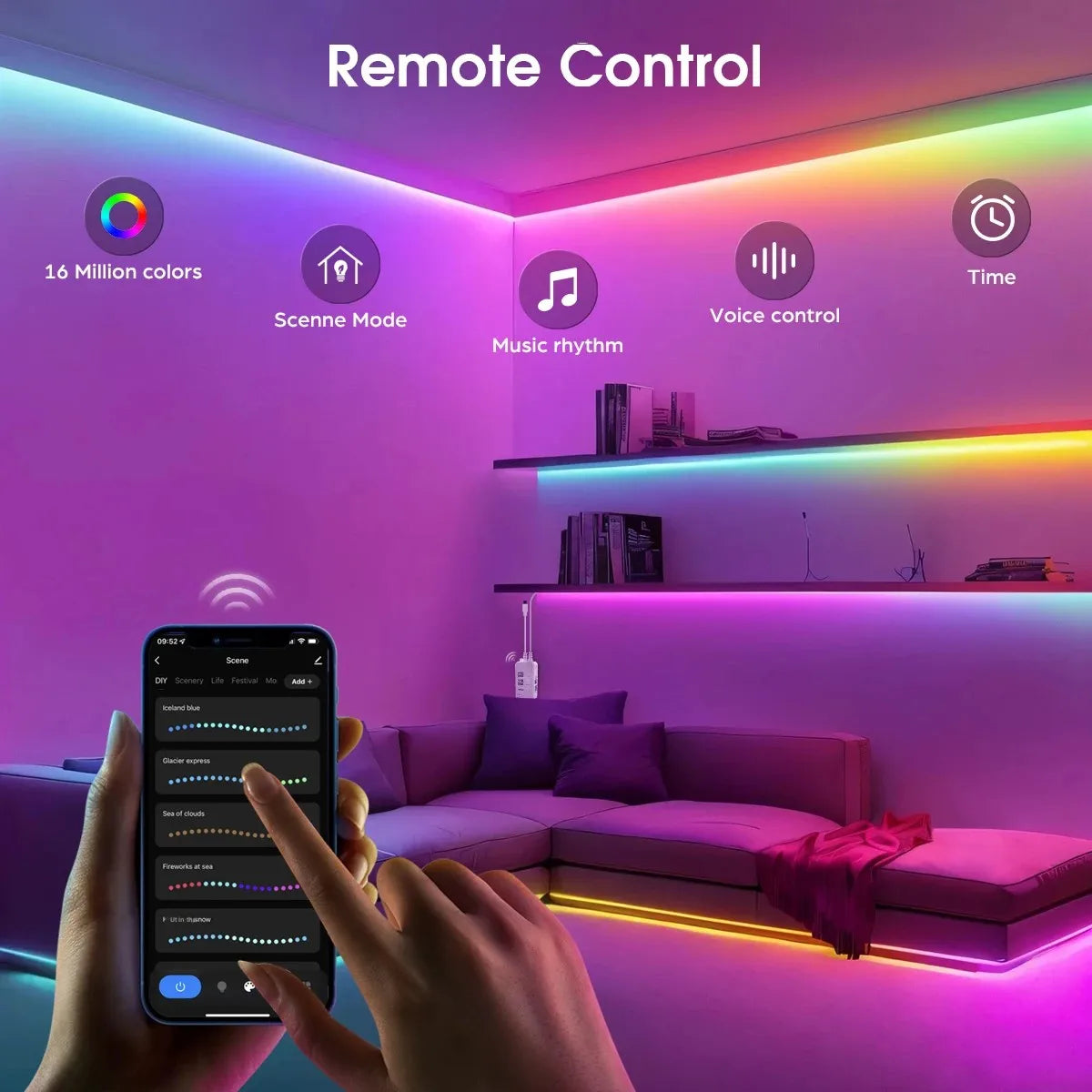 RGBIC COB LED Light Strip DC12V Flexible Tuya WIFI APP Control For Alexa Google,Addressable WS2811 for Game Room Decor Lighting Oasis Select