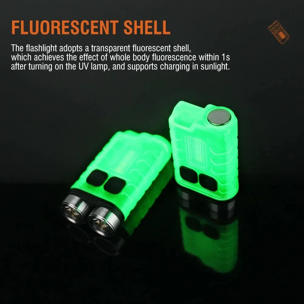V3 EDC LED Flashlight Portable Mini Keychain Light TYPE-C Rechargeable Pocket Torch with Magnet UV Lamp Camping Fishing Lantern Oasis Select