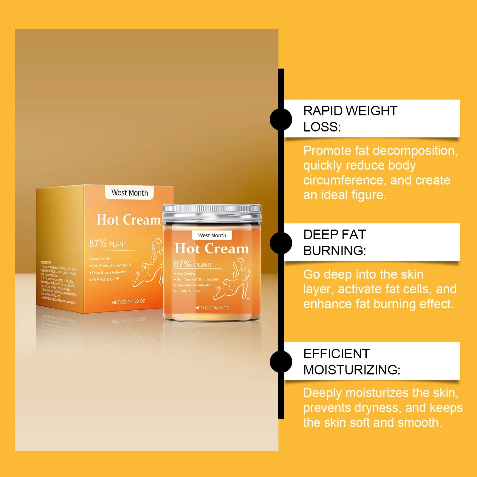 Anti-Cellulite Fat Burner Hot Cream Body Firming Slimming 120g Body Slimming Cream Oasis Select