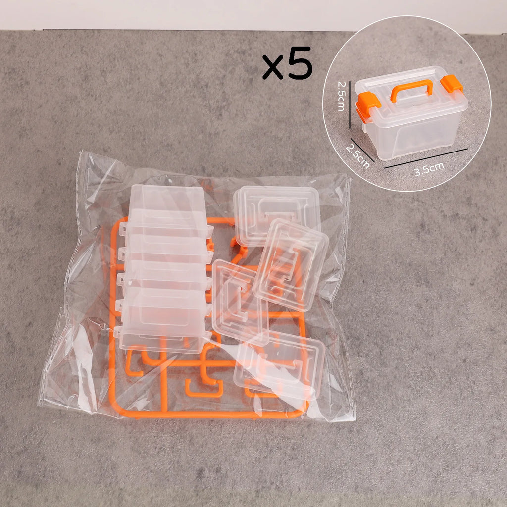 5 Mini Suitcase Storage Boxes Transparent Small Item Organizer DIY Miniature Scene Decor Photography Props Handcraft Essentials Oasis Select Orange